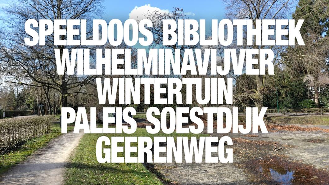 Afbeelding Wilhelminavijver met daarop in tekst grote thema's.