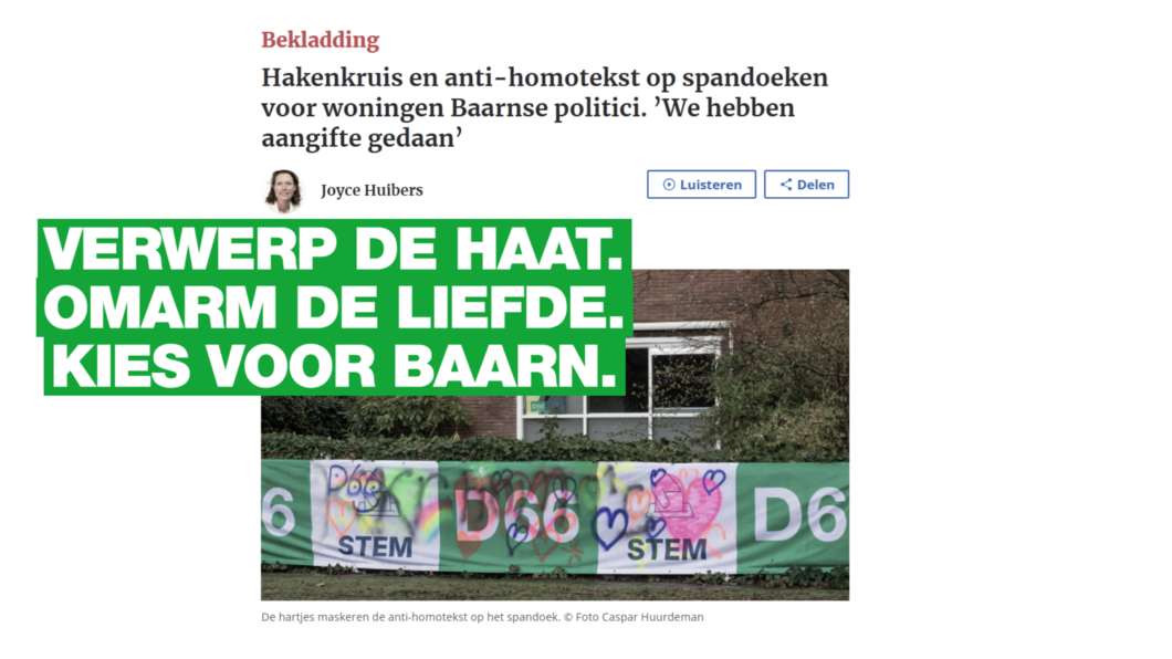Afbeelding van nieuwsbericht over bekladding spandoeken.