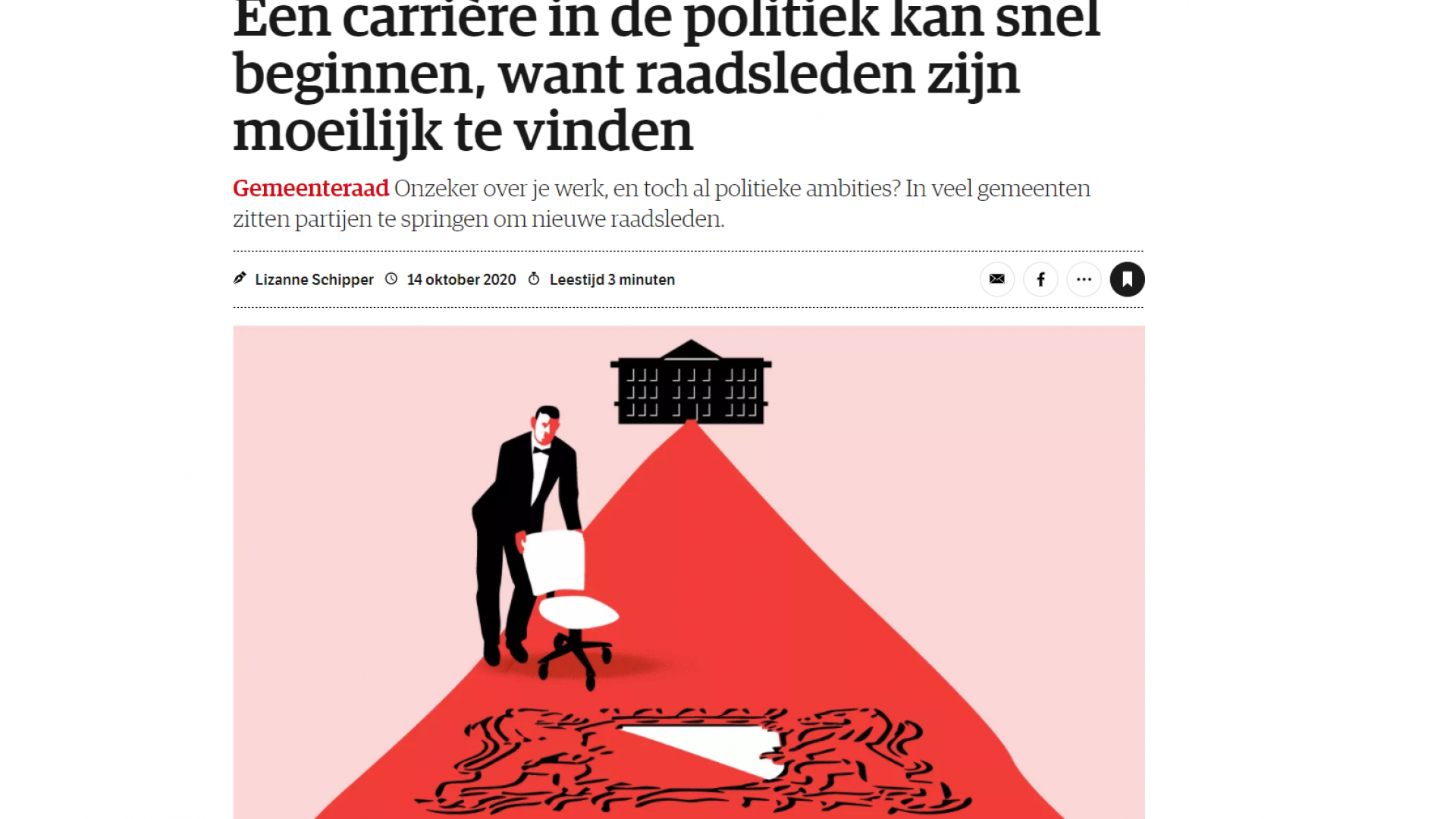 Screenshot van het NRC-artikel met illustratie.