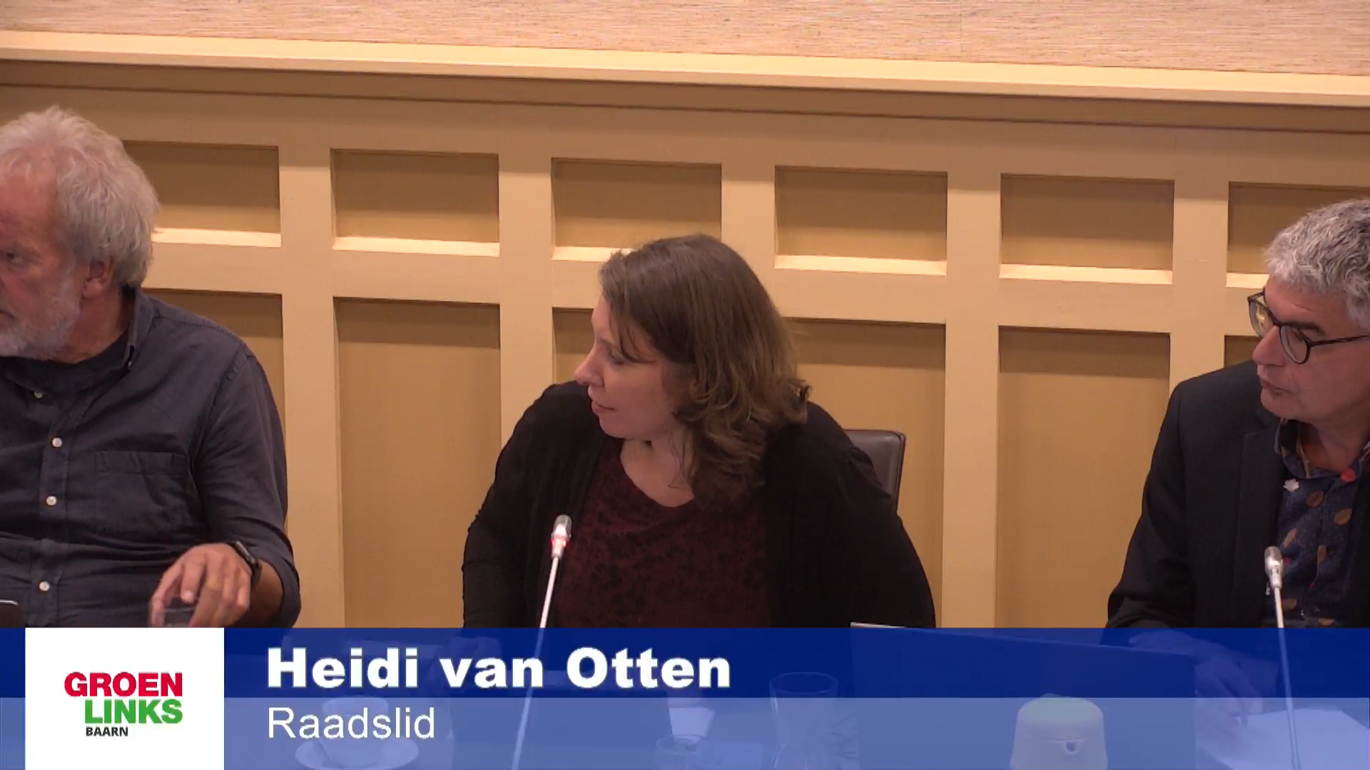 Screenshot raadsvergadering, Heidi van Otten is aan het woord.