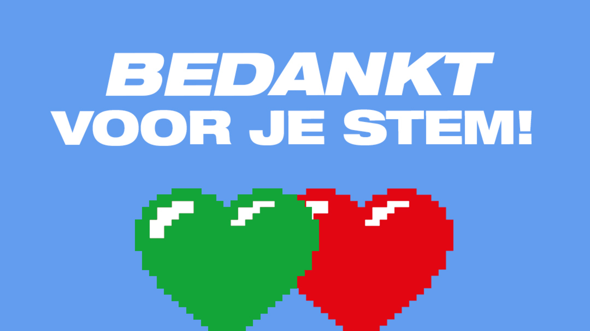 Afbeelding met de tekst 'Bedankt voor je stem!'.