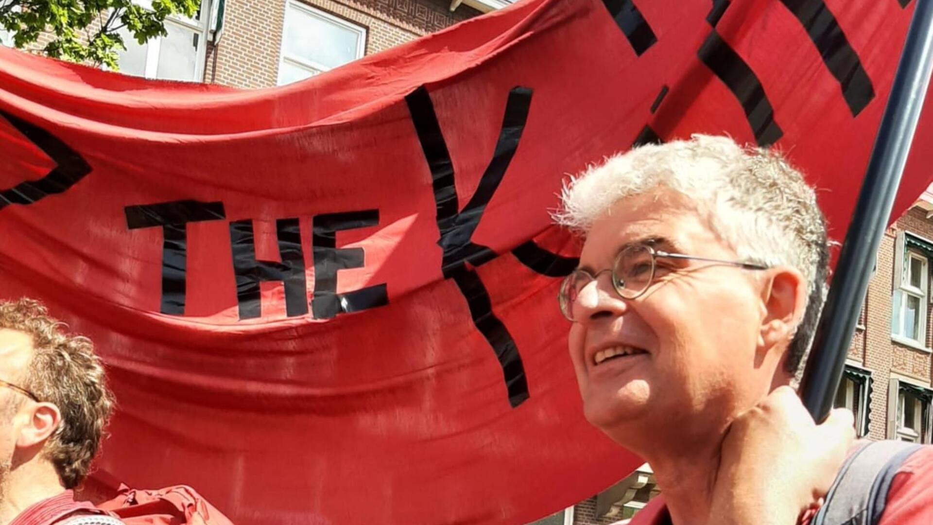 Jeroen tijdens demonstratie voor Gaza